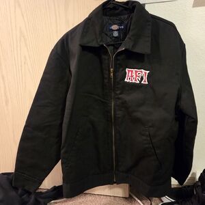 AFI Dickies Black Bomber Jacket with Red Patch : A Fire Inside A.F.I.